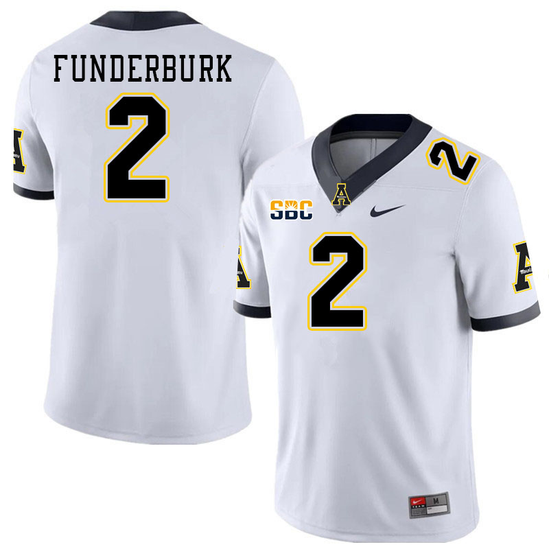Men #2 Tyrek Funderburk Appalachian State Mountaineers College Football Jerseys Stitched Sale-White